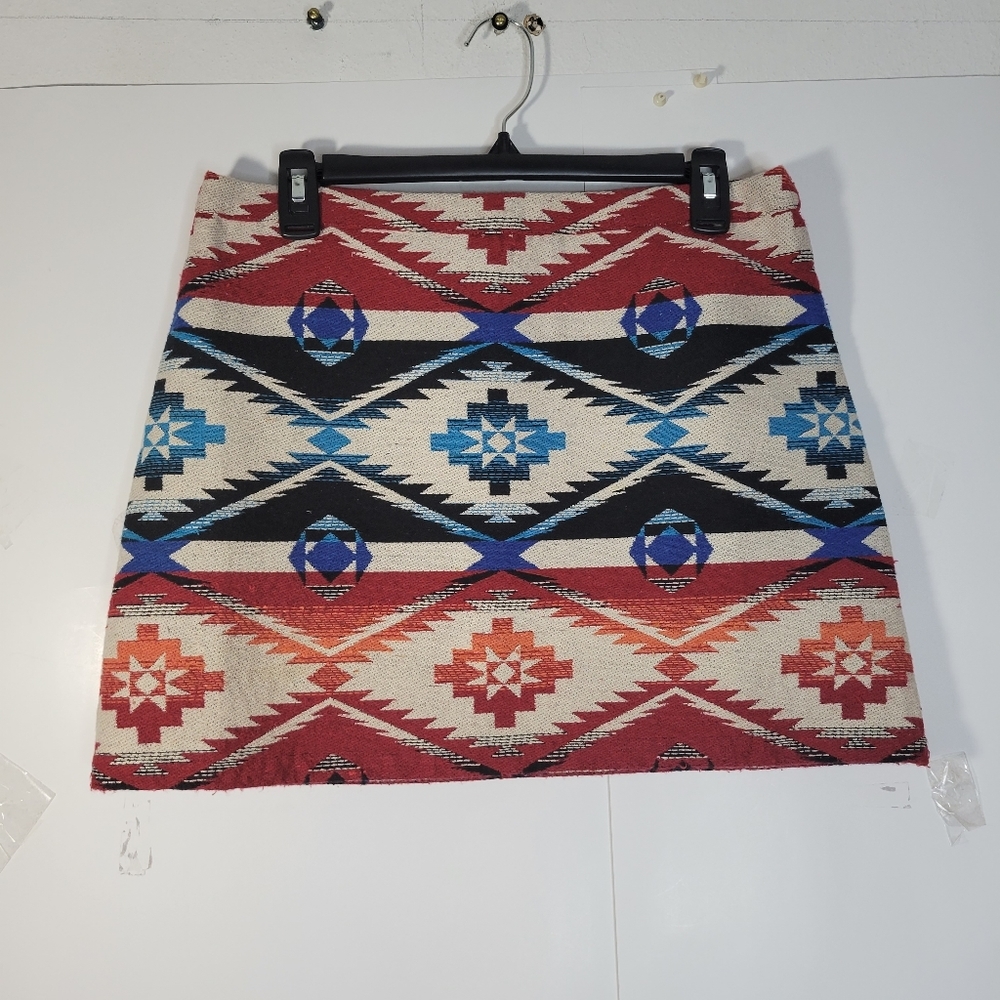 Womens Top Shop Southwest Print Mini Skirt size 8